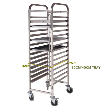 SOGA Gastronorm Trolley 15 Tier Stainless Steel Cake Bakery Trolley Suits 60*40cm Tray