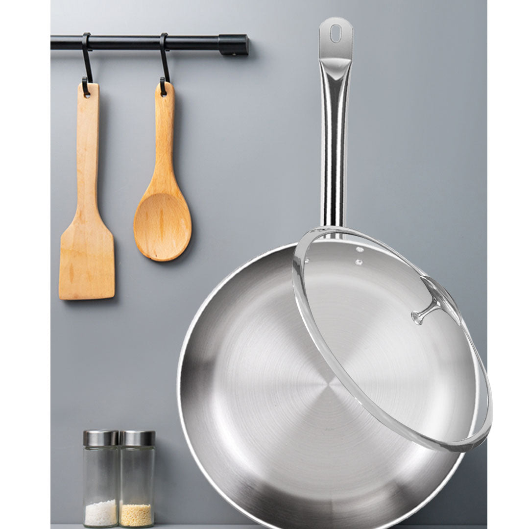 SOGA 30cm Stainless Steel Saucepan Sauce pan with Glass Lid and Helper Handle Triple Ply Base Cookware