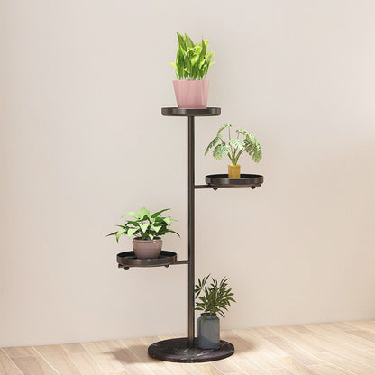 SOGA 3 Tier Black Round Plant Stand Flowerpot Tray Display Living Room Balcony Metal Decorative Shelf