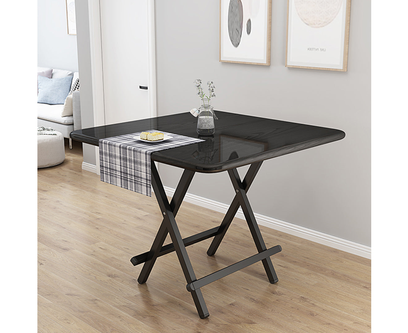 SOGA Black Portable Table Foldable Multifunctional Furniture Home Decor