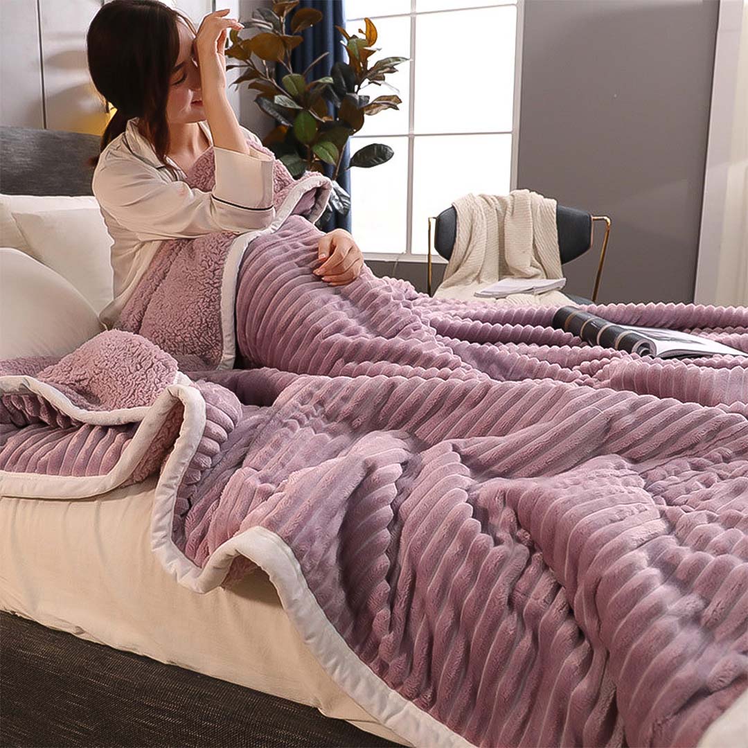 SOGA Throw Blanket Warm Cozy Double Sided Thick Flannel Coverlet Fleece Bed Sofa Comforter Purple