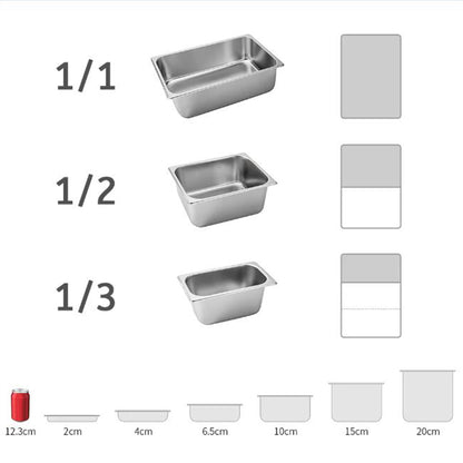 SOGA 12X Gastronorm GN Pan Full Size 1/3 GN Pan 6.5 cm Deep Stainless Steel Tray