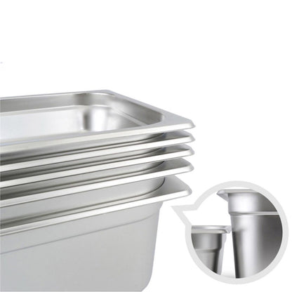 SOGA Gastronorm GN Pan Full Size 1/3 GN Pan 10cm Deep Stainless Steel Tray With Lid