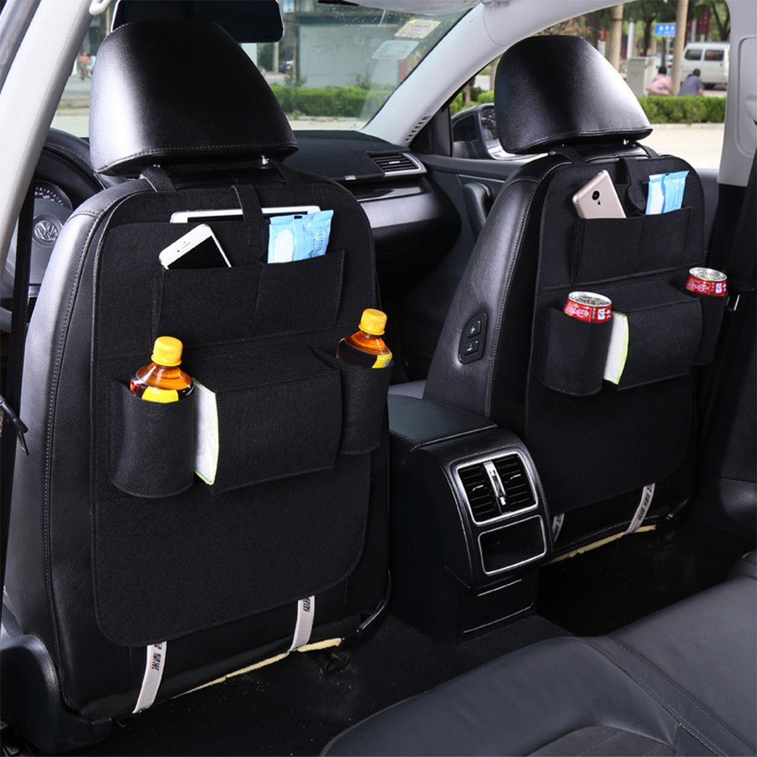 SOGA PVC Leather Car Back Seat Storage Bag Multi-Pocket Organizer Backseat and iPad Mini Holder Black