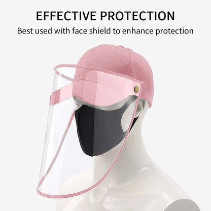 2X Outdoor Protection Hat Anti-Fog Pollution Dust Protective Cap Full Face HD Shield Cover Kids Pink