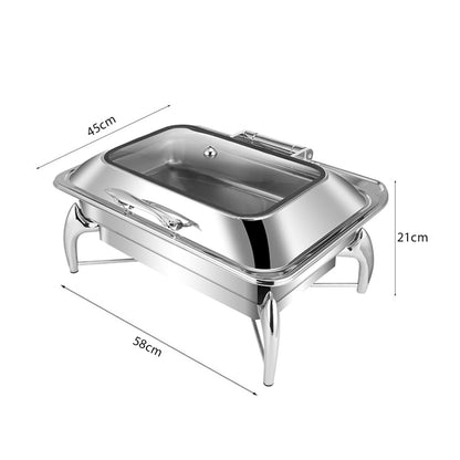 SOGA Stainless Steel Rectangular Chafing Dish Tray Buffet Cater Food Warmer Chafer with Top Lid