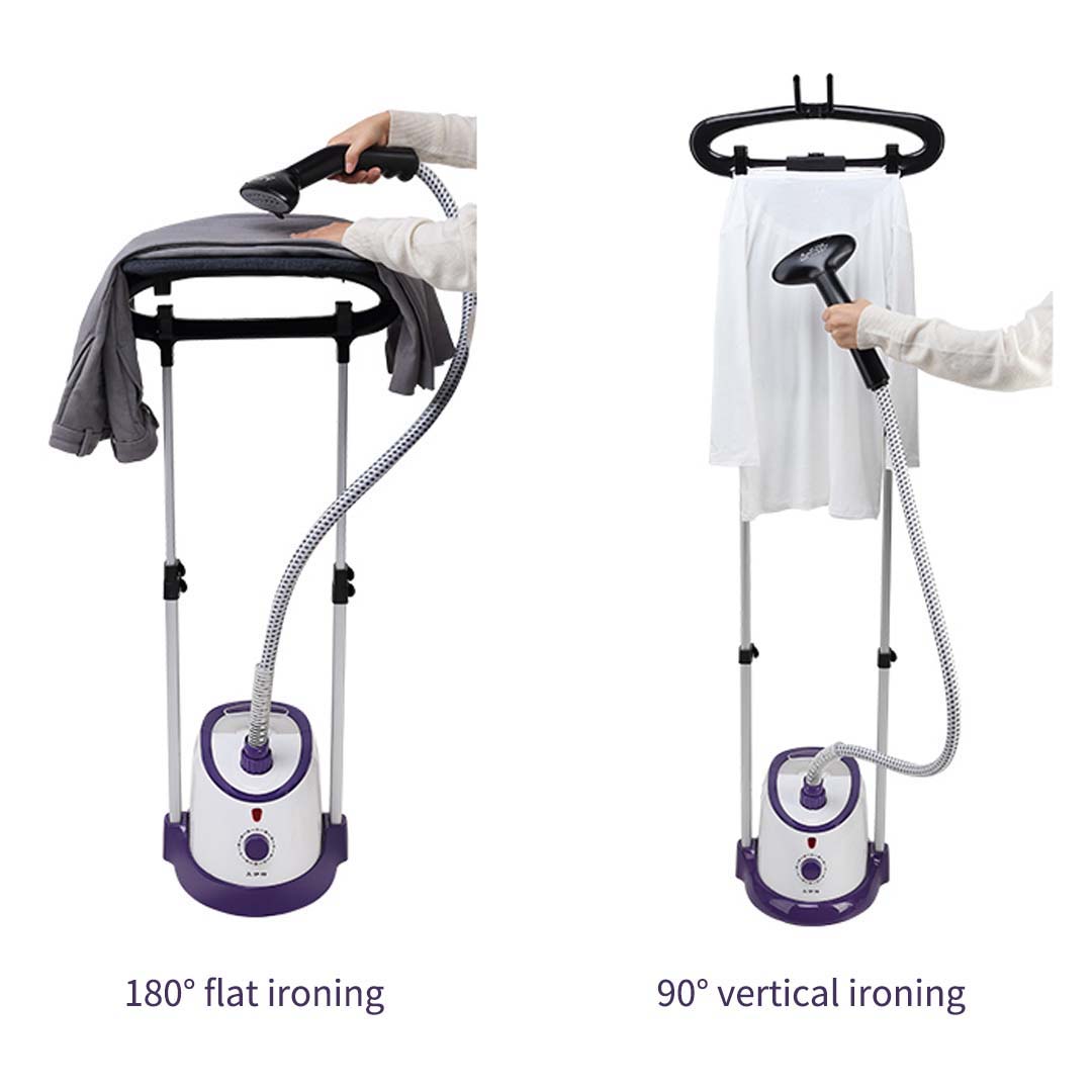 SOGA 2X Garment Steamer Vertical Twin Pole Clothes 1700ml 1800w Professional Steaming Kit Purple