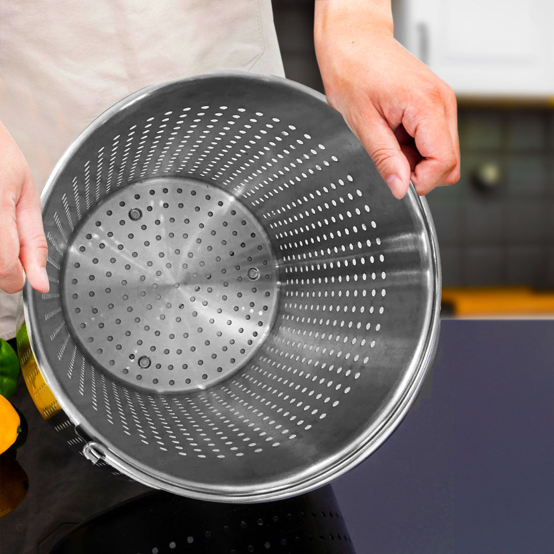 SOGA 98L 18/10 Stainless Steel Stockpot with Perforated Stock pot Basket Pasta Strainer