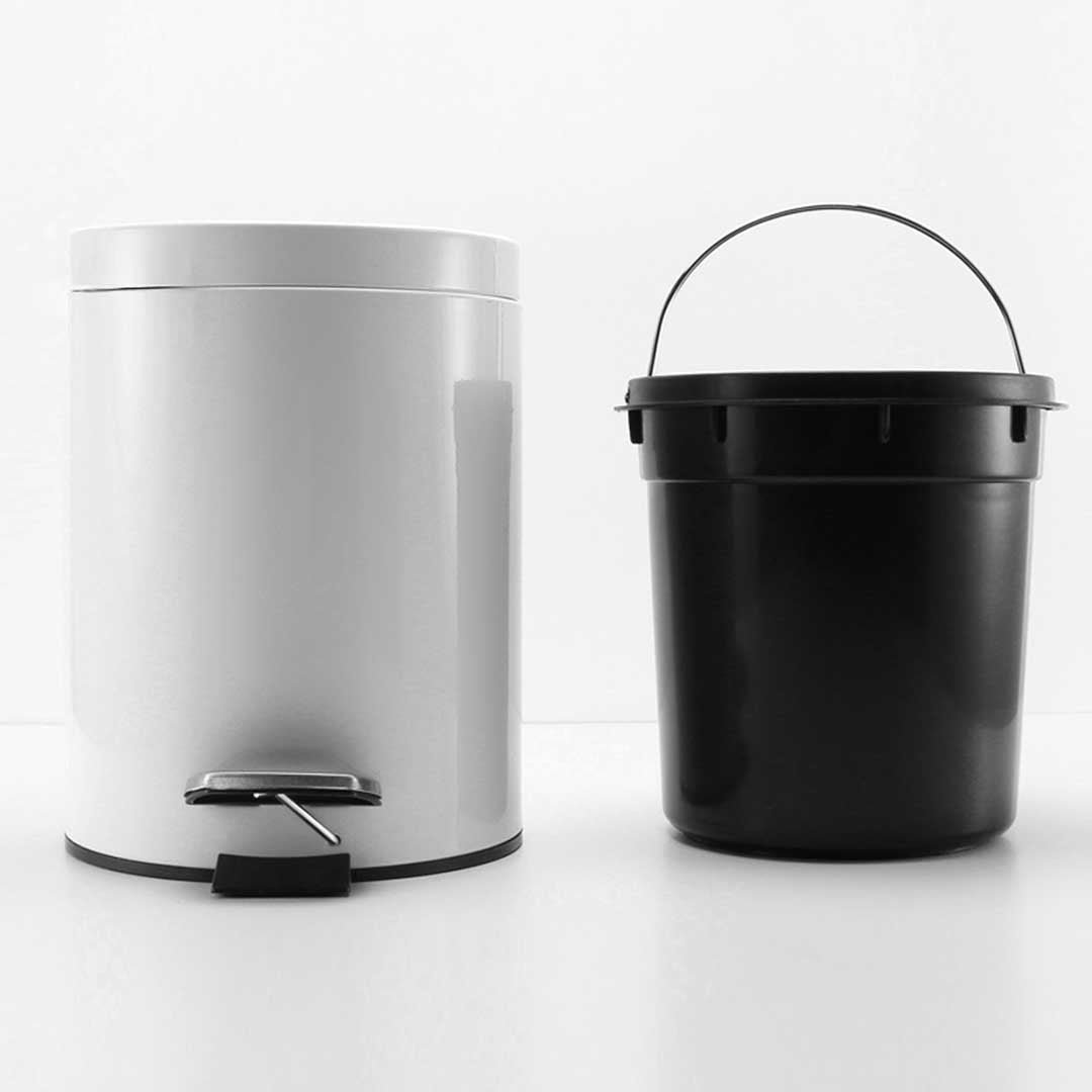 SOGA 2X 12L Foot Pedal Stainless Steel Rubbish Recycling Garbage Waste Trash Bin Round White