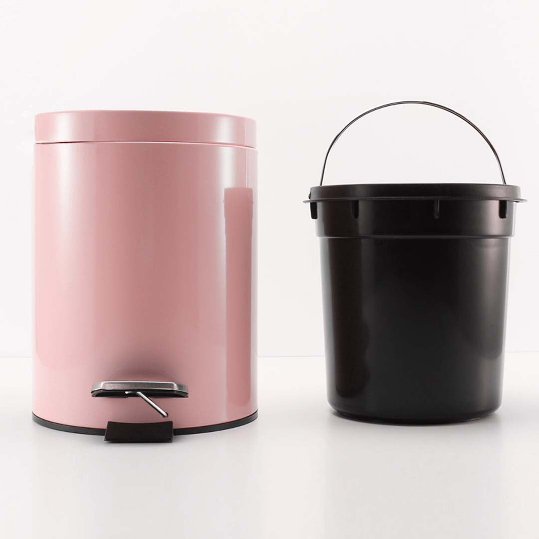 SOGA 4X 12L Foot Pedal Stainless Steel Rubbish Recycling Garbage Waste Trash Bin Round Pink