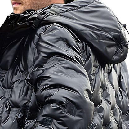 abbee Black Winter Hooded Glossy Overcoat Long Jacket Stylish Lightweight Quilted Warm Puffer Coat