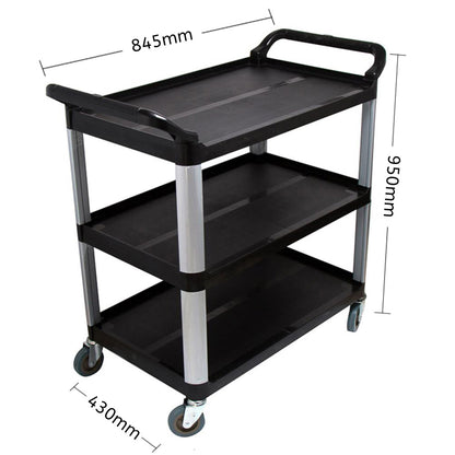 SOGA 3 Tier Food 83.5x43x95cm Trolley Food Waste Cart Storage Mechanic Kitchen Black Small