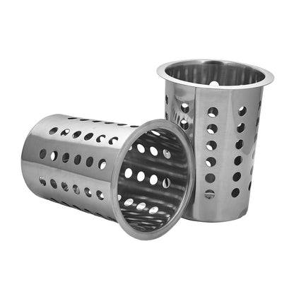 SOGA 2X 18/10 Stainless Steel Commercial Conical Utensils Square Cutlery Holder with 4 Holes