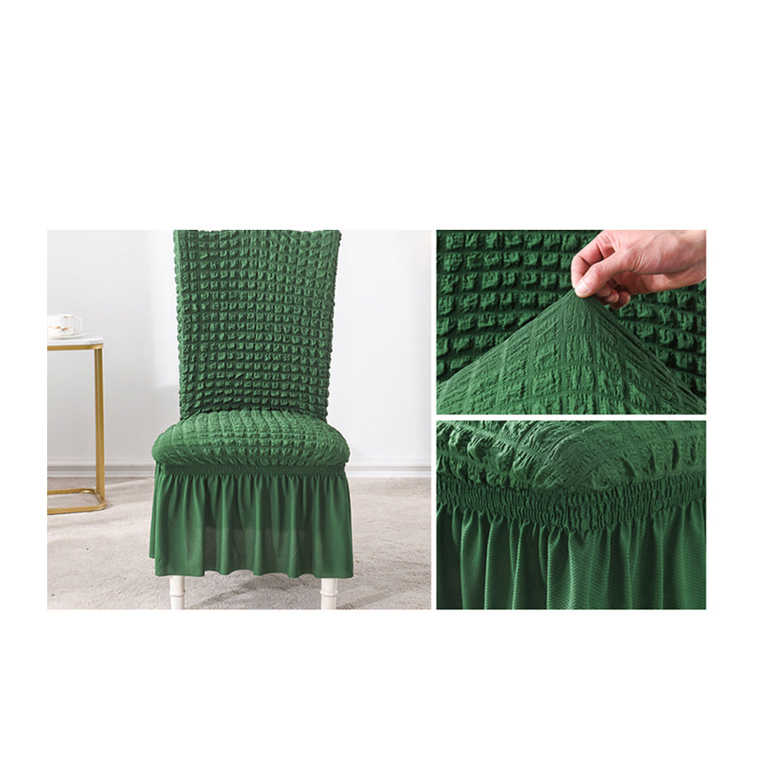 SOGA Dark Green Chair Cover Seat Protector with Ruffle Skirt Stretch Slipcover Wedding Party Home Decor