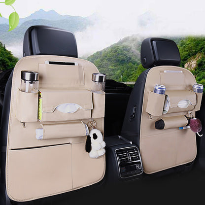 SOGA PVC Leather Car Back Seat Storage Bag Multi-Pocket Organizer Backseat and iPad Mini Holder White