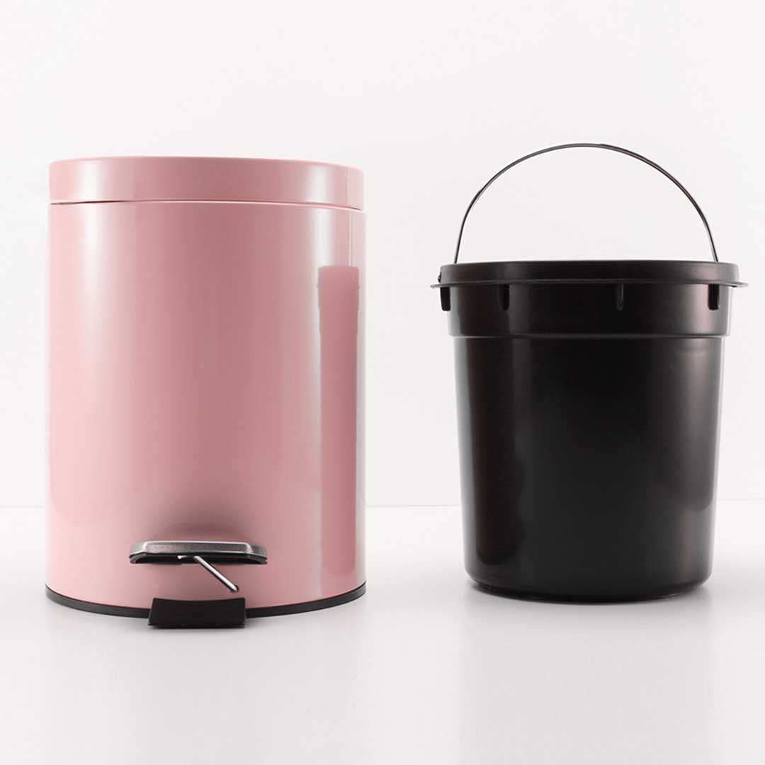 SOGA 2X 12L Foot Pedal Stainless Steel Rubbish Recycling Garbage Waste Trash Bin Round Pink