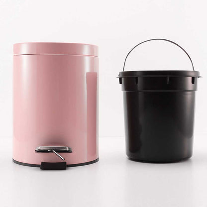 SOGA 2X 12L Foot Pedal Stainless Steel Rubbish Recycling Garbage Waste Trash Bin Round Pink