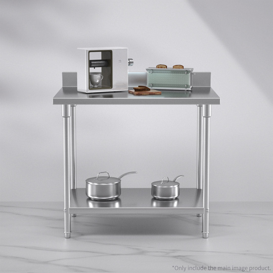 SOGA Commercial Catering Kitchen Stainless Steel Prep Work Bench Table with Back-splash 100*70*85cm