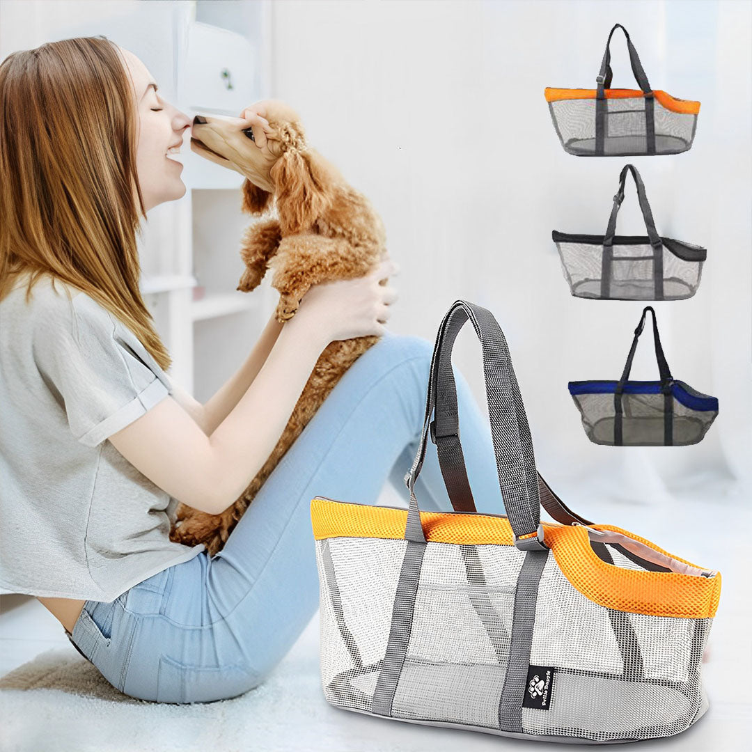 SOGA Grey Pet Carrier Bag Breathable Net Mesh Tote Pouch Dog Cat Travel Essentials