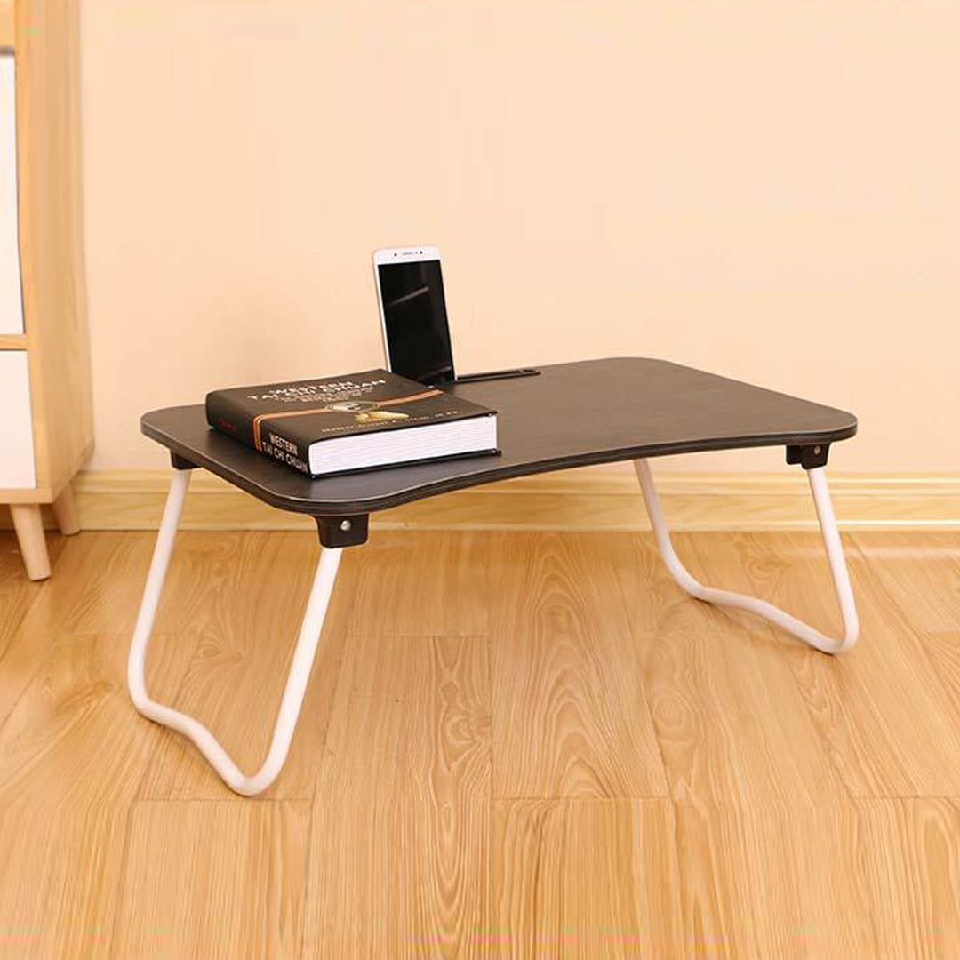 SOGA Black Portable Bed Table Adjustable Foldable Bed Sofa Study Table Laptop Mini Desk with Notebook Stand Card Slot Holder Home Decor