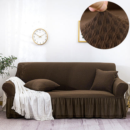 SOGA 3-Seater Coffee Sofa Cover with Ruffled Skirt Couch Protector High Stretch Lounge Slipcover Home Decor