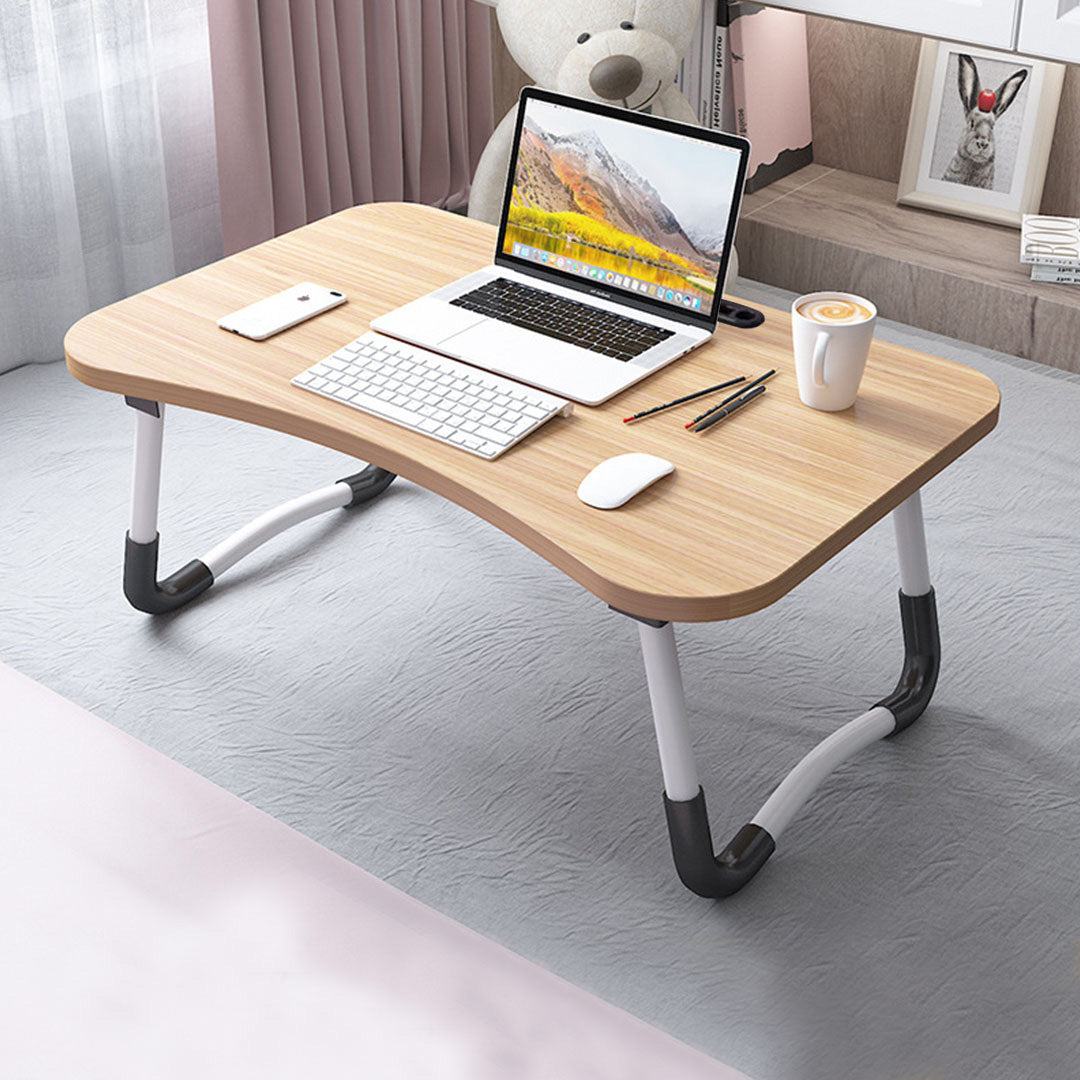 SOGA Walnut Portable Bed Table Adjustable Foldable Bed Sofa Study Table Laptop Mini Desk with Notebook Stand Card Slot Holder Home Decor