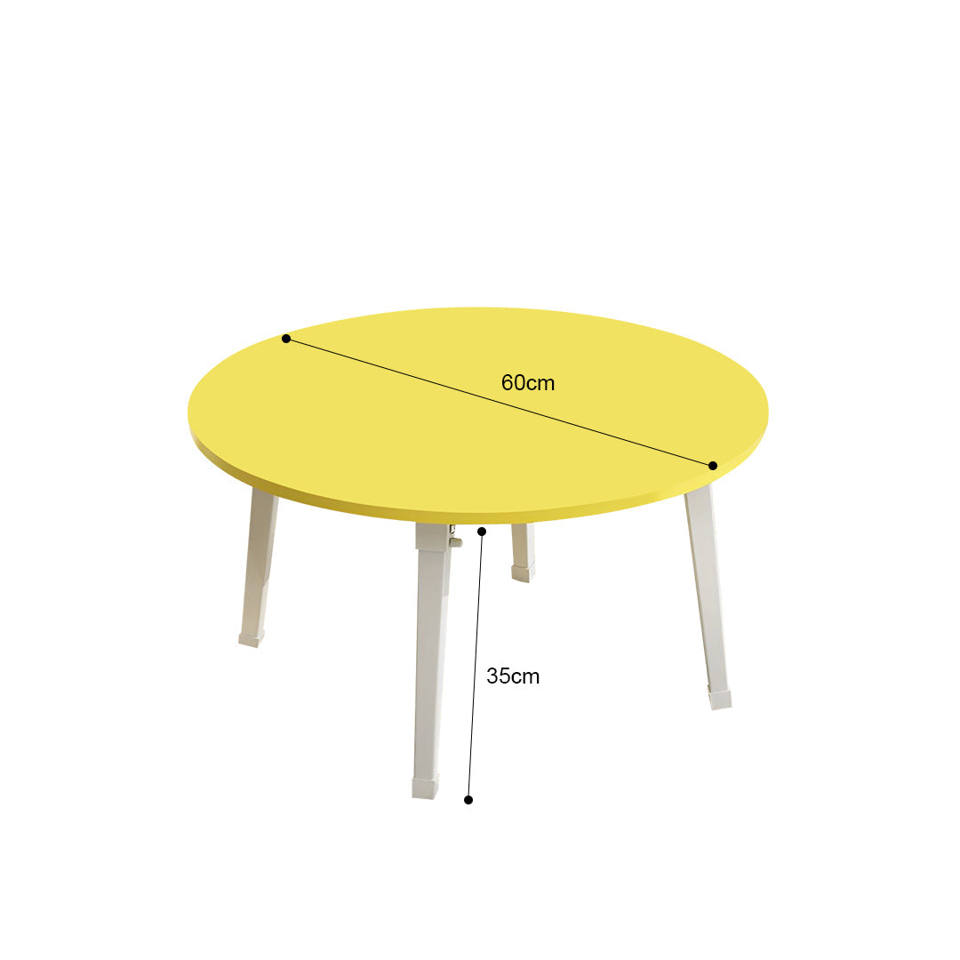 SOGA Yellow Portable Floor Table Small Round Space-Saving Mini Desk Home Decor