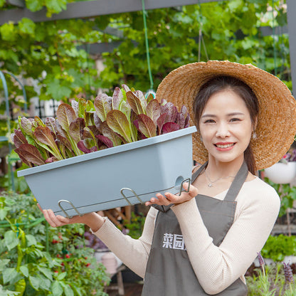 SOGA 49.5cm Blue Rectangular Planter Vegetable Herb Flower Outdoor Plastic Box with Holder Balcony Garden Decor Set of 4