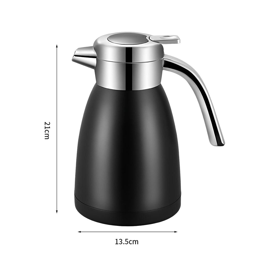 SOGA 1.2L Stainless Steel Kettle Insulated Vacuum Flask Water Coffee Jug Thermal Black