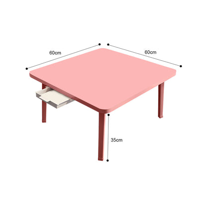 SOGA Pink Portable Floor Table Small Square Space-Saving Mini Desk Home Decor