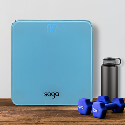 SOGA 2X 180kg Digital Fitness Weight Bathroom Gym Body Glass LCD Electronic Scales Blue