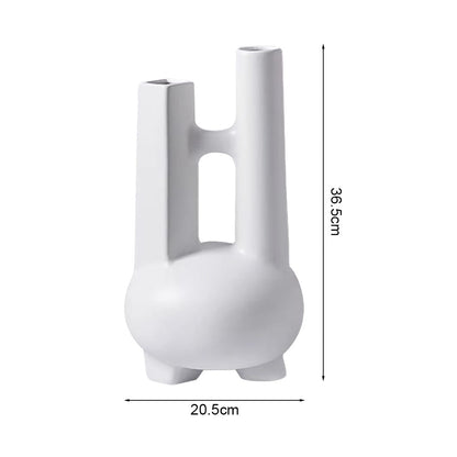 SOGA Ornament Modern Geometric Vase Minimalist Double Tube Abstract Sculpture for Home Décor