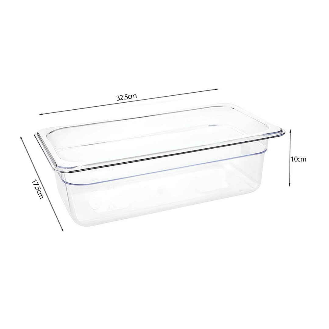 SOGA 100mm Clear Gastronorm GN Pan 1/3 Food Tray Storage Bundle of 4