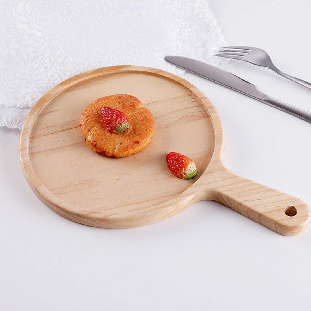 SOGA 7 inch Round Premium Wooden Pine Food Serving Tray Charcuterie Board Paddle Home Decor