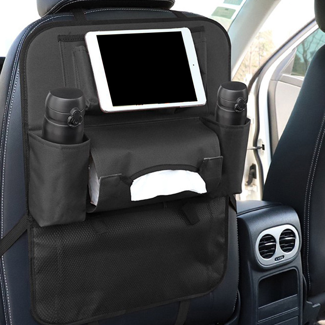 SOGA PVC Leather Car Back Seat Storage Bag Multi-Pocket Organizer Backseat and iPad Mini Holder Black