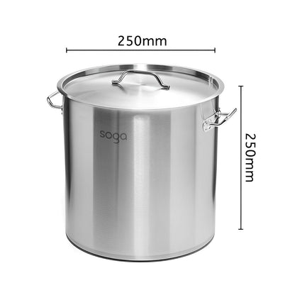 SOGA Stock Pot 12L Top Grade Thick Stainless Steel Stockpot 18/10