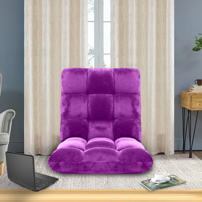 SOGA Floor Recliner Folding Lounge Sofa Futon Couch Folding Chair Cushion Purple