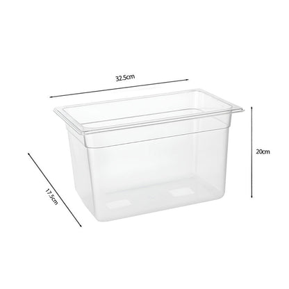 SOGA 200mm Clear Gastronorm GN Pan 1/3 Food Tray Storage Bundle of 6 with Lid