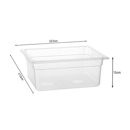 SOGA 150mm Clear Gastronorm GN Pan 1/3 Food Tray Storage Bundle of 6 with Lid