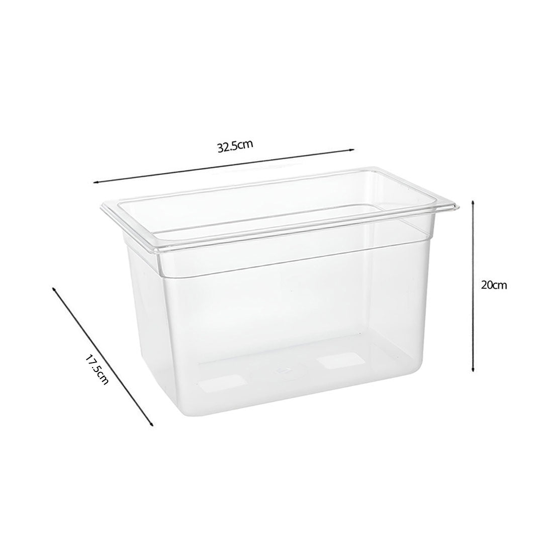 SOGA 200mm Clear Gastronorm GN Pan 1/3 Food Tray Storage Bundle of 2 with Lid