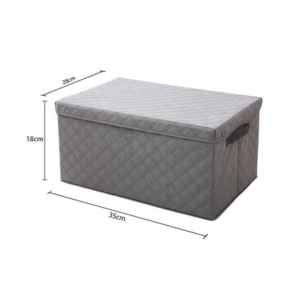 SOGA Small Grey Non-Woven Diamond Quilt Grid Fabric Storage/Organizer Box