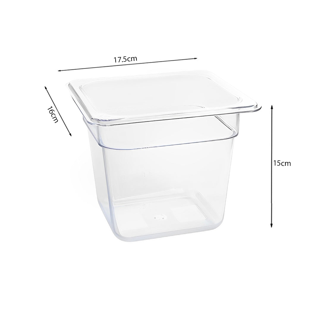 SOGA 150mm Clear Gastronorm GN Pan 1/6 Food Tray Storage with Lid