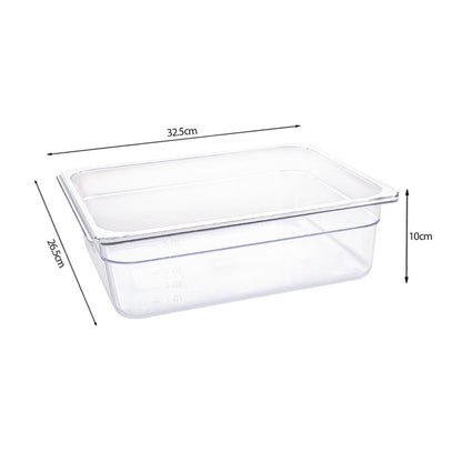 SOGA 100mm Clear Gastronorm GN Pan 1/2 Food Tray Storage Bundle of 2 with Lid