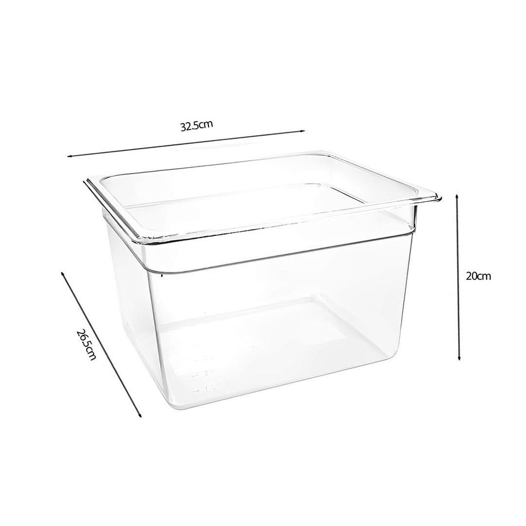 SOGA 200mm Clear Gastronorm GN Pan 1/2 Food Tray Storage with Lid