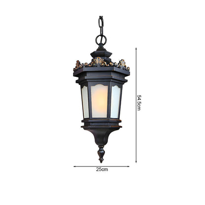 Vintage Lamp 6X 54.5cm Elegant Aluminum & Glass Lantern Chandelier Classic Hanging Light Fixture Antique Style