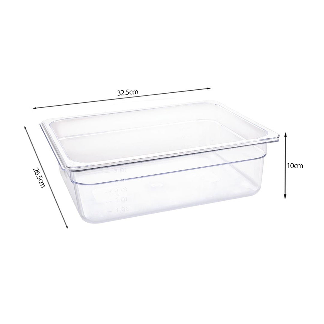 SOGA 100mm Clear Gastronorm GN Pan 1/2 Food Tray Storage with Lid