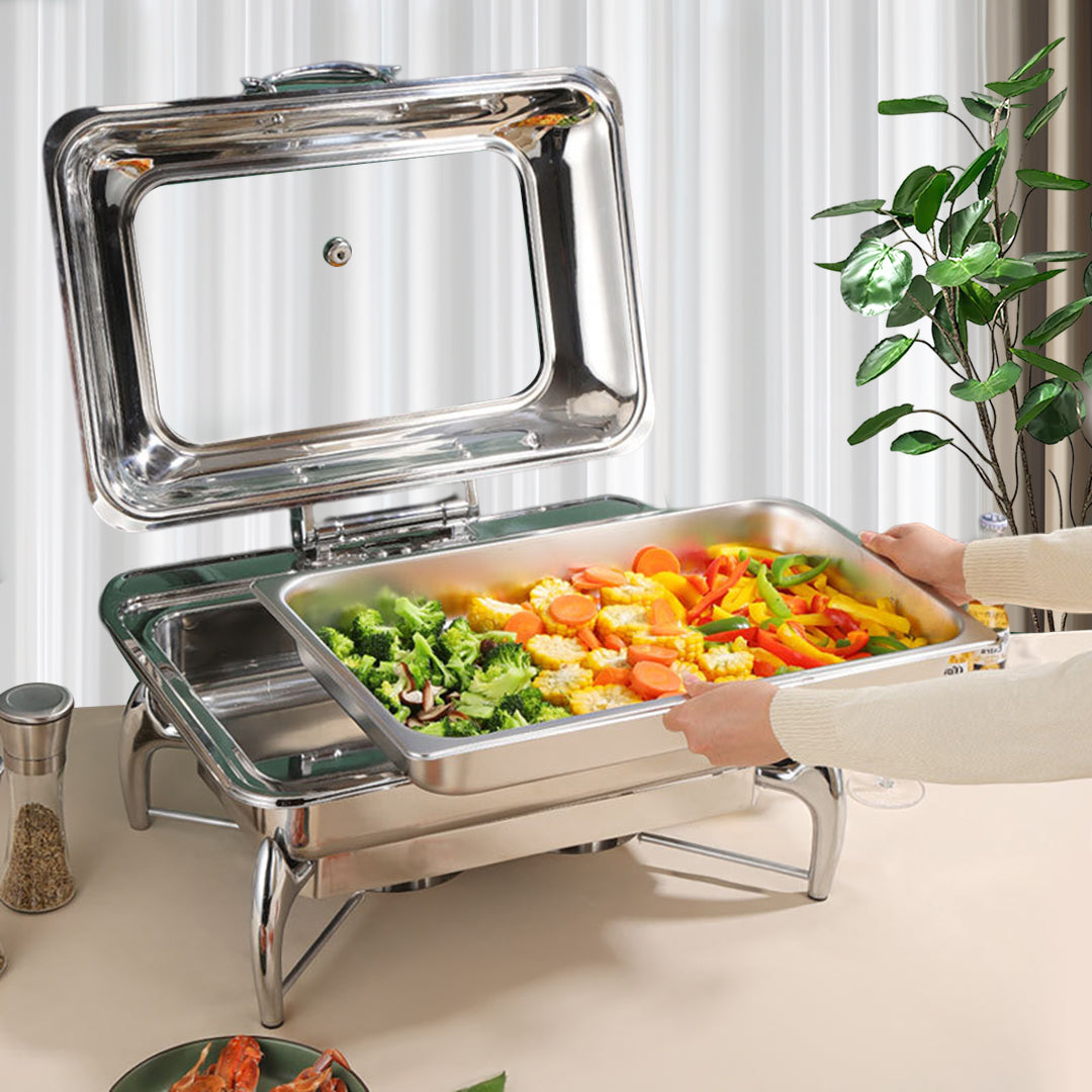 SOGA Stainless Steel Rectangular Chafing Dish Tray Buffet Cater Food Warmer Chafer with Top Lid