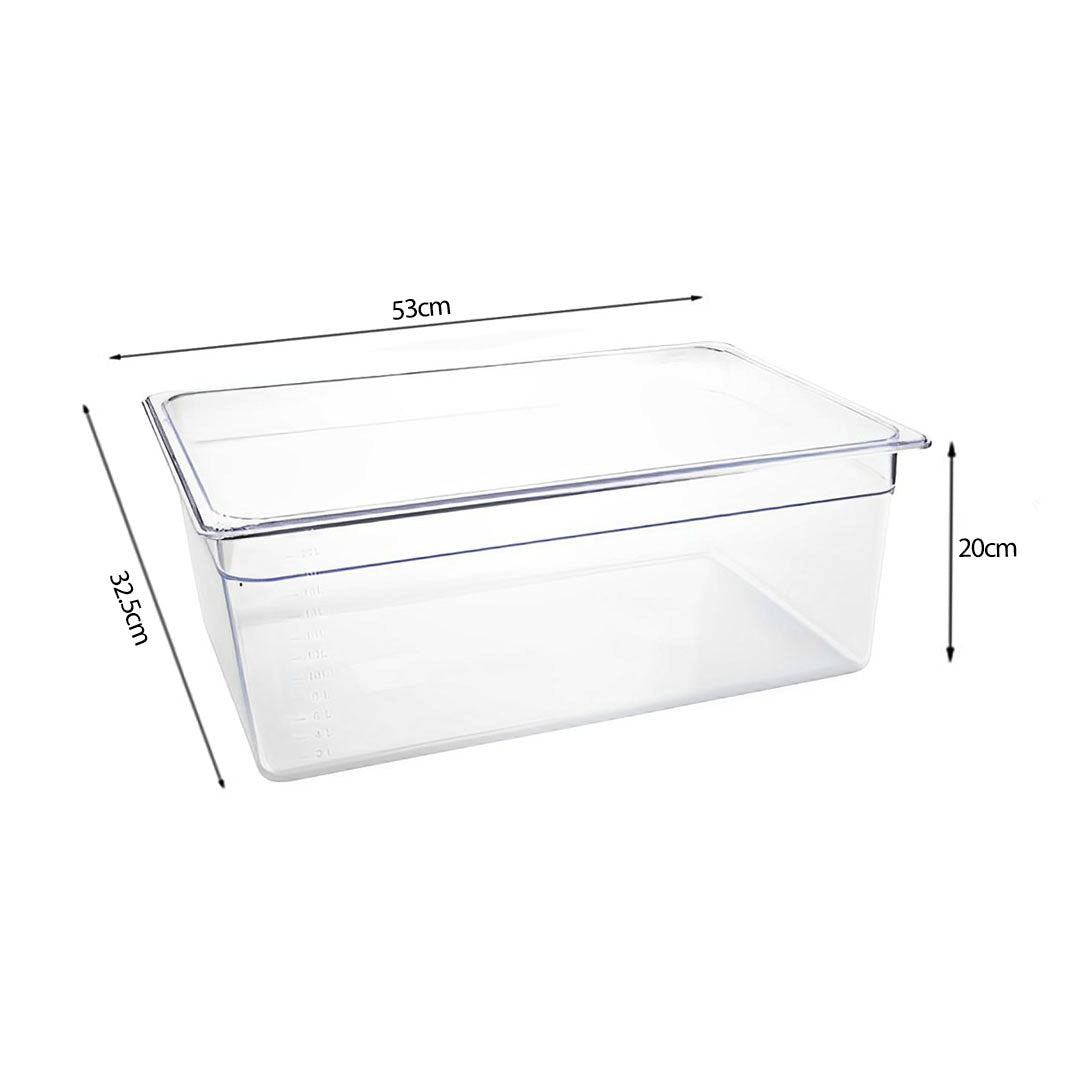 SOGA 200mm Clear Gastronorm GN Pan 1/1 Food Tray Storage Bundle of 4 with Lid