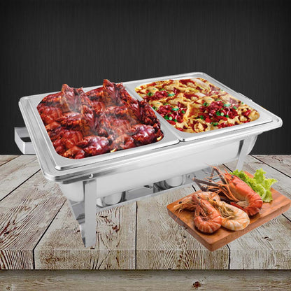 SOGA 2X 4.5L Dual Tray Stainless Steel Chafing Food Warmer Catering Dish