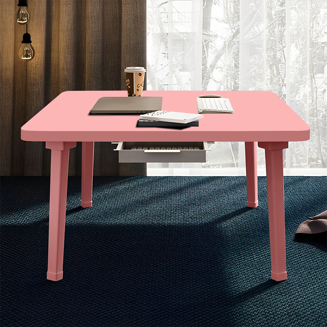 SOGA Pink Portable Floor Table Small Square Space-Saving Mini Desk Home Decor